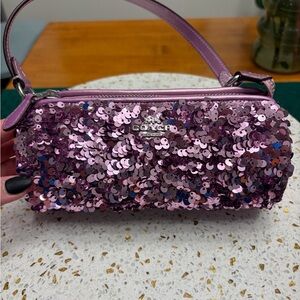 Coach Nolita Barrel Lilac Sequin Bag / Wristlet